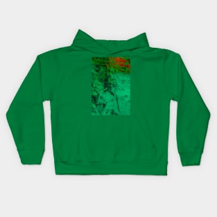 Green red abstract digital painting from a scratched stonewall V1 Kids Hoodie